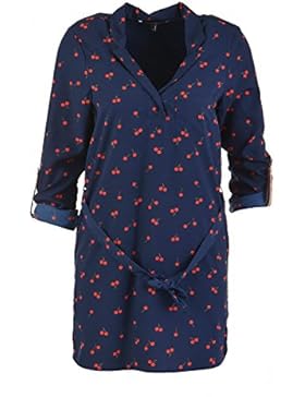 VERO MODA Damen Kleid CherryVNeck3/4, navy
