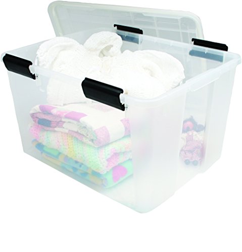 XL Lagerbox aus transparentem Kunststoff mit Dichtungsring im Deckel für Nässe, Staub und Schmutz. Maße ca. 39 x 59 x 29 cm. 50 Liter Volumen. TOP QUALITÄT! - 2