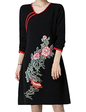 ALUK- Stile cinese - retrò Cheongsam di temperamento Vestito a maglia sottile a maglia lunga dal maniche a maglia...