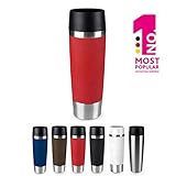 Emsa 515617 TRAVEL MUG GRANDE,  Mug isotherme fermeture par pression Quick Press, 100% hermétique, silicone, 500ml, Rouge