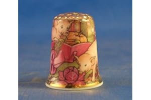 BIRCHCROFT CHINA PORCELAINE FINE à collectionner Dé à Coudre Piggy et Brouette Doré sur le dessus