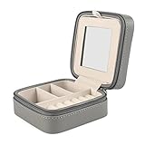 Vlando Kleine Faux Leder Reisen Schmuck Box Organizer Display Aufbewahrungsbox Fall für Ringe Ohrringe Halskette mit Spiegel - 5