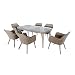 Produktbild greemotion Esstischgruppe Mallorca, 13-teiliges Essgruppen-Set aus Polyethylengeflecht, ideal für 6 Personen, natürliches Polyrattan-Set für Drinnen und Draußen, Farbe: beige, Tisch ca. 180 x 100 x 75 cm, Stuhl ca. 63 x 61 x 81 cm