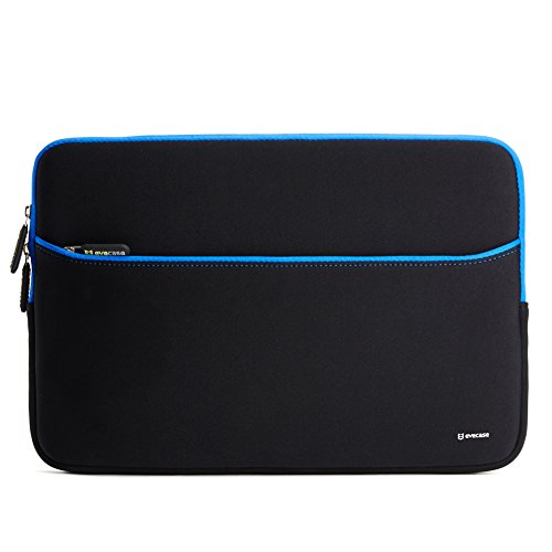 Evecase 39,6 cm (15,6 Zoll), Ultra-dünn, gepolsterte Neopren-Schutzhülle mit Accessoirefach für Laptop, Gaming Laptop/Notebook/Chromebook/Ultrabook (schwarz/blau) - 2