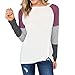 Produktbild SuperSU Damen Long Sleeve Pullover Damen Casual Tops Baseball Patchwork Sweatshirt Bluse Lange Ärmel Elegant Lose Top Kurz Sweater Bewässerungscomputer Lila/Rosa / Orange