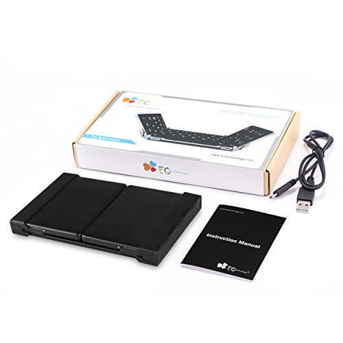 EC Technology Faltbare Bluetooth Tastastur, Ultra Slim, Kompakt, Kabellos, Tastatur in Taschengröße, Ergonomisches Design, Eingbaute Wiederaufladbare Li-Polymer Batterie, Kompatibel mit IOS/ Android/ Windows, Aluminiumlegierung – Schwarz - 9