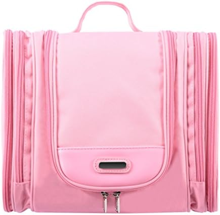 Travel Toiletry Bag NuoYo Travel Organiser Essential Bag Waterproof Luggage Organiser Suitcase Storage with Hook Cosmetics Shaving Pink