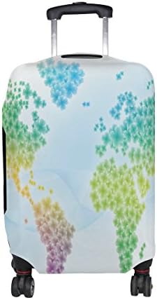 Aumimi World Map Shamrock Leaves Luggage Cover Elastic Protector Fits S 18-21 in Suitcase