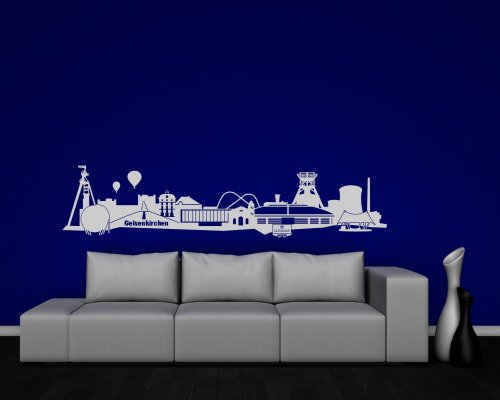 Wandtattoo Gelsenkirchen Skyline Schalke in 6 Größen und 19 Farben (150x33cm schwarz) - 5