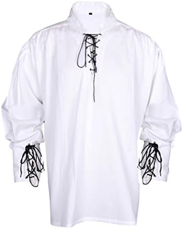 Pirate Renaissance Casual Summer Hippie Shirt Medieval Men Costume White Color Small Size