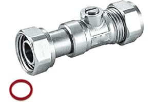 UKDEALS DIRECT UKDD® 15mm Service Valve Straight 1/2" Inc. Washer Chrome