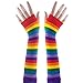 Produktbild Jelinda Regenbogen-Streifen Fingerlose Handschuhe und Strümpfe Socken Handstulpen Strick Armstulpen für Damen Mädchen Karneval Weihnachten Kostüm (1 Paar)