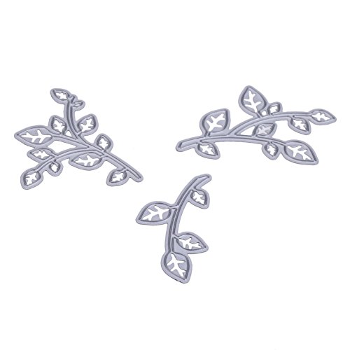 Amazingdeal365 3PCS Zweig Metall Form Schablonen Schneiden DIY Dekor Sammelalbum Karten Buchzeichen Lesezeichen als Geschenk für Freunde Geburtstag Kinder,Kindergarten Hobby Schule Handarbeit Unterricht usw. Ein tolles Geschenk!