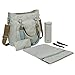 Lassig Green Label Mix 'n Match Diaper Bag Shoulder Bag Handbag Tote-Bag includes Matching Insulated Bottle Holder, wipeable Changing Mat, Stroller Hooks and lots of compartments, has different Colored Straps to Change Length of Bag, Light grey