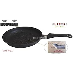 IDEES NOUVELLES Poêle en Pierre Diam 24 cm Natural Cook Professionnel Tous Feux Manche Amovible