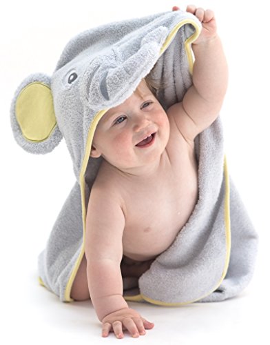 Little Tinkers World Baby-Badetuch / Kapuzenhandtuch im Elefanten-Design – 100% Flauschige Baumwolle – Perfekt als Geschenk für Neugeborene, Säuglinge, Kleinkinder, Mädchen & Jungen, 75×75 cm - 5