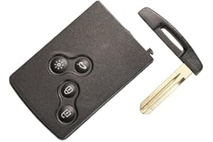 KUYUANSU Funda de Llave de 4 Botones para Renault Laguna Koleos Megane Fob Remoto de la Tarjeta Inteligente de la Caja de la Llave with Insertar pequeña Hoja de la Llave