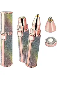 Hewan Portable eyebrow trimmer for women, epilator for women, facial hair remover for women,Face, Lips, Nose Hair Removal Electric Trimmer with Light (with usb cable) (rainbow)