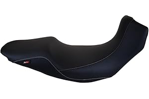 MOTO DISCOVERY Housse de Selle Compatible avec Triumph Tiger 1050 2007-2013 Noire avec Coutures Gris Clair