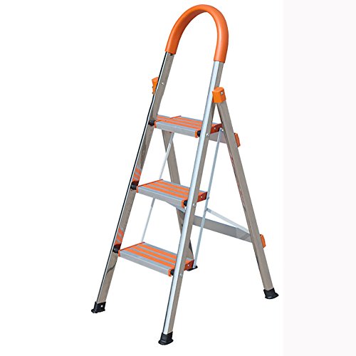 Preisvergleich Produktbild FFLSDR Faltbare tragbare 3 Leiter Sicherheitsschienen Edelstahl Haushalt Leiter Dicke Rutschfeste Indoor-Engineering Leiter Breite Pedal Fahrtreppe (Farbe : B)