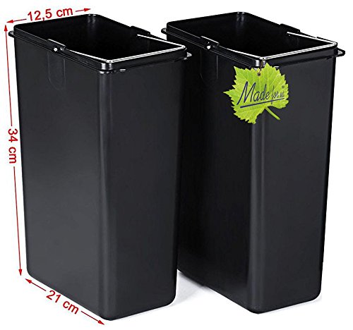 16 l Edelstahl-Abfalleimer, 2 x 8 Liter Mülltrennung, nebeneinander - 5