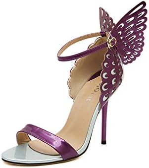 Koyi Women's Open-Toed Sandals Three-Dimensional Butterfly Wings High Heels 11cm Shoes Gold