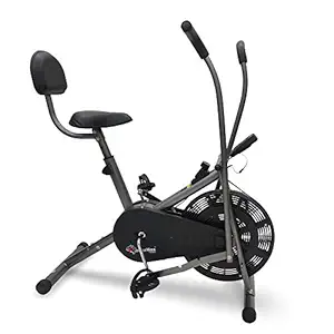 PowerMax Fitess BU-201 Dual Action Air Bike/Exercise Bike with Back Support System for Home Workout