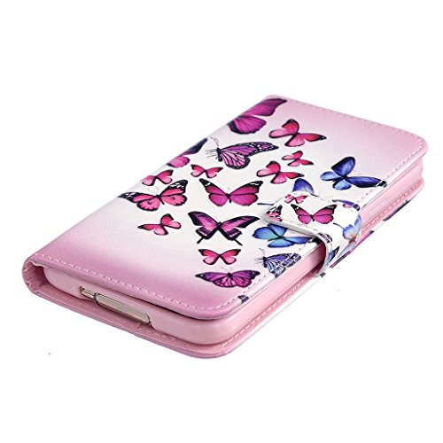 Billetera Cuero Funda para Samsung Galaxy S5 Careynoce Diente de Le  n Amor Rose  Mariposa  Colorido Patron PU Cuero Funda para Samsung Galaxy S5 I9600 Samsung Galaxy S5  5 1 pulgada  Protector Cubierta -- Vistoso mariposa  2