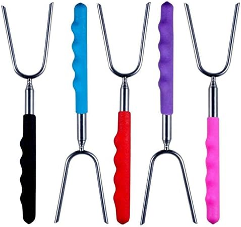 COZILIFE Marshmallow Roasting Sticks Telescopic BBQ Smores Skewers for Campfire Set of 5 Hot Dog Fork for Kids, Patio Fire Pit Family Camping