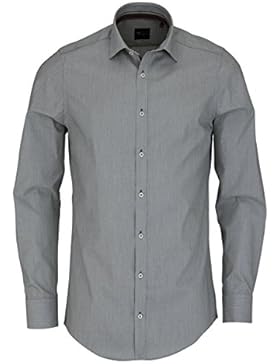 VENTI Slim Fit Hemd Langarm New Kent Kragen Streifen grau