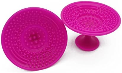 Brushes Cleaner,Silicone Cosmetic Makeup Brush Cleaning Washing Pad with Suction Cup 2 Pack - Rose