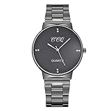 Gaddrt CCQ-Mann-Quarz-Edelstahl-Band-Geschäfts-Spotuhr-analoge Armbanduhr Quartz Uhr (Black)