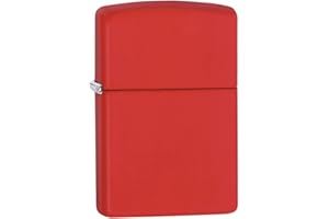 Accendino Zippo® Classic Red Matte 233, Accendino Antivento Ricaricabile Zippo, Realizzato in Metallo con Caratteristico "click" Zippo, Color Bianco Opaco, Made in USA, Ottima Idea Regalo