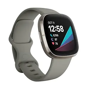 Fitbit Bluetooth Sense Advanced Health Watch Fitness Activity Tracker, (Sage Grey/Silver)