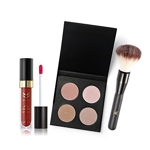 Anself HUAMIANLI 7St Make-up Set Schmink Set Ink. Matte Powder, Eye Shadow, Augenbrauenpuder, Lip Gloss, Pinsel, Wimperntusche und Eyeliner Pen - 9