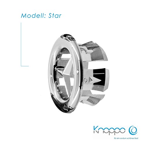 KNOPPO® Waschbecken Überlauf Abdeckung, Überlaufblende – Star (6 verschiedene Design-Modelle) chrom - 2