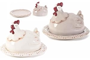 Gruppo Maruccia - Coprivivande in Ceramica a Forma di Gallina - Decorazione per Casa e Cucina - Idea Regalo - Set da 2