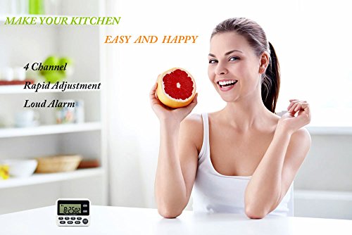 LCD Digital Küche Timer, 4 Kanal mit Count-Down bis Uhr lauter Alarm Magnetischer Rückseite - 7
