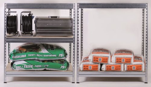 Lagerregal Kellerregal Metallregal Steckregal der Marke Lagerknecht® TÜV – geprüft- Regal Verzinkt 90 x 30 x 200 cm bis 825 kg belastbar *FSC Zertifiziertes Holz - 3