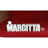 Beton, Steinguss Buchstaben 3 D Deko Schriftzug Namen MARGITTA als Geschenk verpackt! Ein ausgefallenes Geschenk zur Geburt, Taufe, Geburtstag oder auch zu anderen Anlässen.