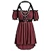 Produktbild Mittelalter Kostüm Kleider Damen Punk Kleid Piebo Gothic Kleid Karneval Kostüm Sommer Mode Öffnen Schulter Kurzarm Swing Kleid Freizeit Cosplay Party Vintage Lolita Kleid mit Kette Große Größen