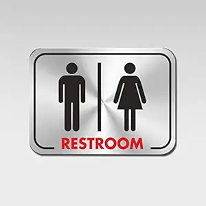 RAB Sign Plate Restroom Stainless Steel Sign Board (Code : 2079 Restroom)