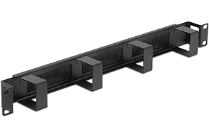 WAYTEX 37338 Scopa Passacavo Cavo con Guida Cavi 5 Anelli in Metallo, 19 pollici 1U per Cabinet Bay Cabinet 19'' - Nero