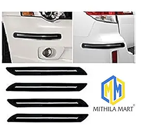 MITHILA MART - Maruti Suzuki Old Swift Dzire - Rubber Car Bumper Protector Guard with Single Chrome (Black Set of 4-Pic)