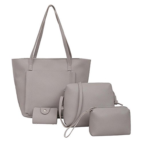 Women Bags HARRYSTOREClearance! HARRYSTORE Womens 4pcs Elegant Handbag+Cross Body Bag+Messenger Bag+Card Package Large Leather Shoulder Bags Retro Vintage Holiday Purse Wallet