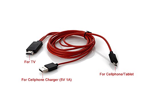 Lenuo 2M MHL USB to HDMI HD TV Kabel 200cm MHL Micro USB auf HDMI 1080P HDTV Adapter Kabel für Samsung Galaxy S4 S3/SIII/i9300, Note2/N7100 für HD Filme, Fotos, Präsentation oder Musik-rot - 3