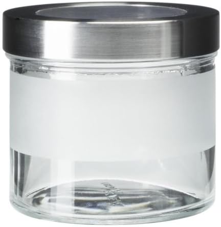DROPPAR Jar with Lid, Frosted Glass, Stainless Steel, Size 0.4 l, The transparent jar makes it easy to find what you are looking for, regardless of where it is placed.