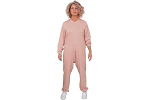 FERRUCCI COMFORT Pyjamasar i bomull för kvinnor med dragkedja på baksidan - 9078 ML PL - för inkontiens, Alzheimers och äldre