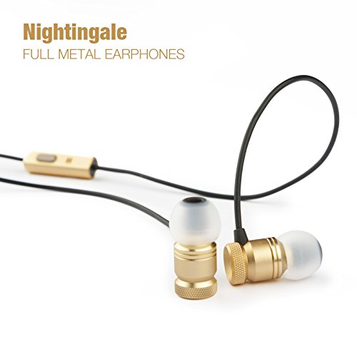 GGMM Nightingale Auricolare In-Ear Stereo con Filo, Premium In-Ear Earphone Stereo Bass Headset Metallico , Cuffia isolamento acustico con Micro e Multifunzione Pulsante, 3.5mm Universale e il cavo 1 2 m per iPhone, Smartphone Android e Lettore MP3