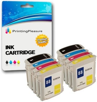 8 Compatibles HP 88XL Cartouches d'encre Remplacement avec Puce pour HP Officejet Pro K550 K550dtn K550dtwn K5300 K5400 K5400dn K5400dtn K5400n K8600 K8600dn L7000 L7400 L7480 L7500 L7550 L7580 L7588 L7590 L7600 L7650 L7680 L7681 L7700 L7710 L7750 L7750 L7780 L7880 - Noir/Cyan/Magenta/Jaune, Grande Capacité